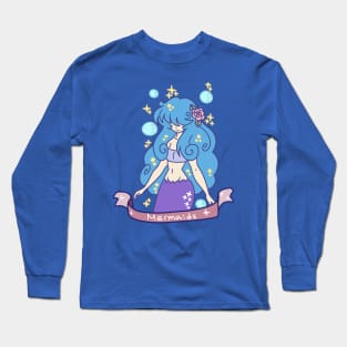 Blue-haired Mermaid Girl Long Sleeve T-Shirt